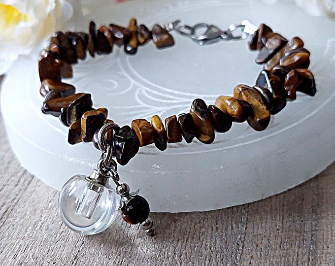 Brown Tigers Eye Urn Bracelet for Ashes | Mourning Jewelry | Cremation Jewelry | Keepsake Bracelet | Cremation Bracelet | Urn Jewelry