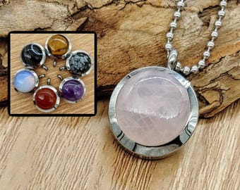 Keepsake Lockets | Rose Quartz Urn Necklace for Ashes or Locks of Hair | Fillable Pendant | Gemstone Locket | Memorial and Cremation Jewelry