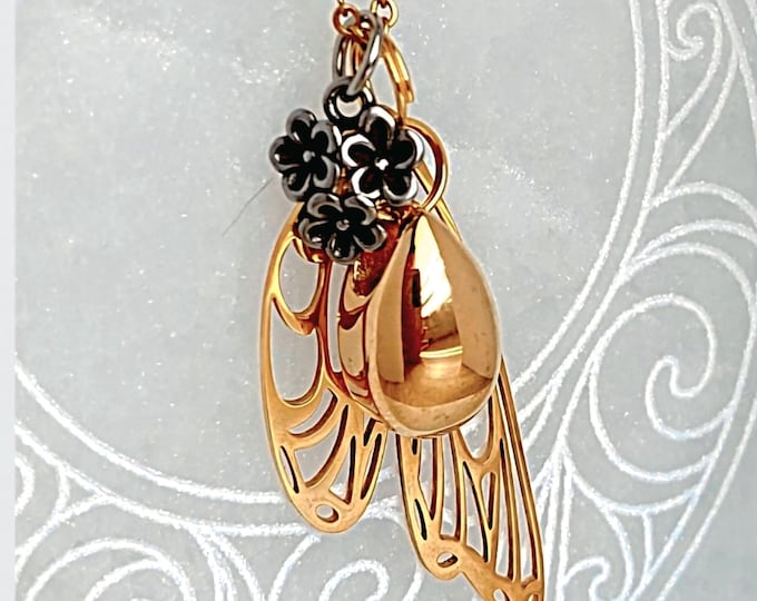 Gold Butterfly/Dragonfly Wing Urn Necklace, Cremation Jewelry for Women, Ash Holder Pendant