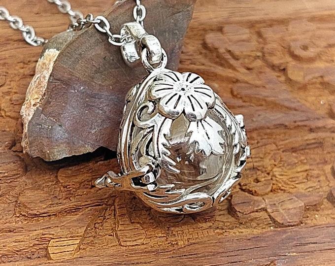 Keepsake Glass Floral Teardrop Urn Locket Necklace | Cremation Ashes Necklace | Cremation Jewelry Locket | Funeral Jewelry Gifts