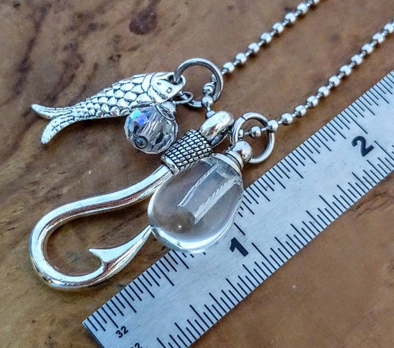 Fish Hook Urn Necklace Fishing Urn Memorial Cremation Etsy