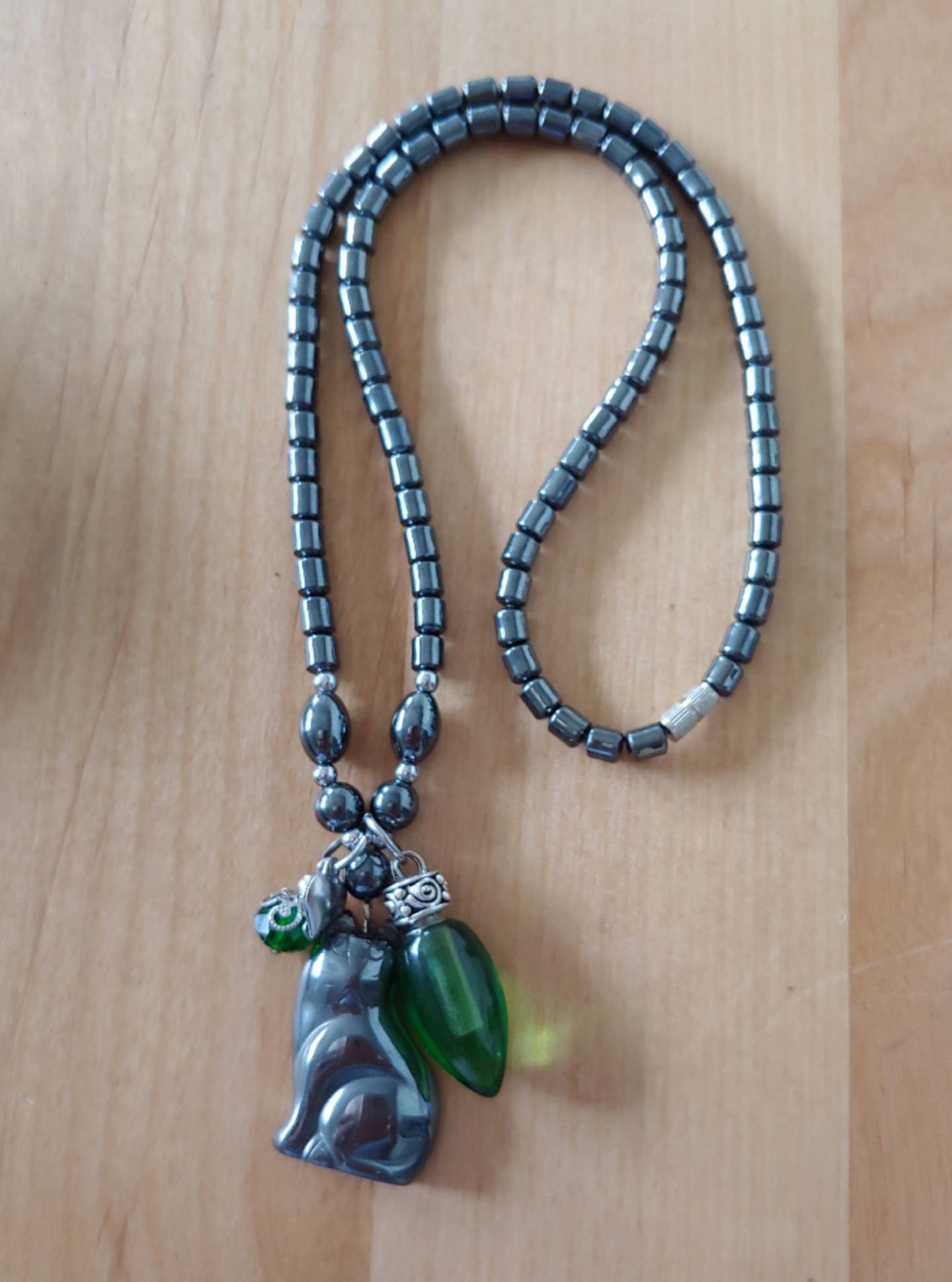 Black Hematite Cat Urn Necklace Fillable Jewelry Cat Hair Locket Cat Urn Pendant Cat