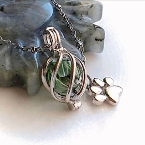 Sterling Silver Paw Print Locket: Pet Ashes Jewelry | Dog Urn - Cat Urn Necklace | Keepsake Cremation Jewelry | Pet Memorial Jewellery