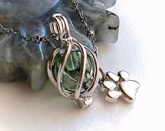 Sterling Silver Paw Print Locket: Pet Ashes Jewelry | Dog Urn - Cat Urn Necklace | Keepsake Cremation Jewelry | Pet Memorial Jewellery