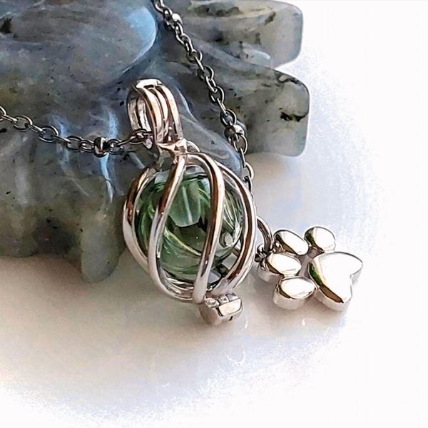 Sterling Silver Paw Print Locket: Pet Ashes Jewelry | Dog Urn - Cat Urn Necklace | Keepsake Cremation Jewelry | Pet Memorial Jewellery
