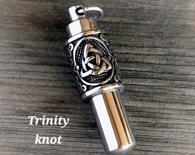 Viking - Celtic Knot Urn Necklace | Stainless Steel Cremation Jewelry for Ashes, Men's Memorial Jewelry