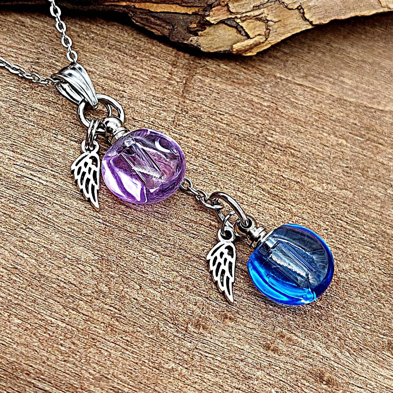 Urn Necklace for 2 Keepsakes Double Urn Pendant with 2 Urns Cremation