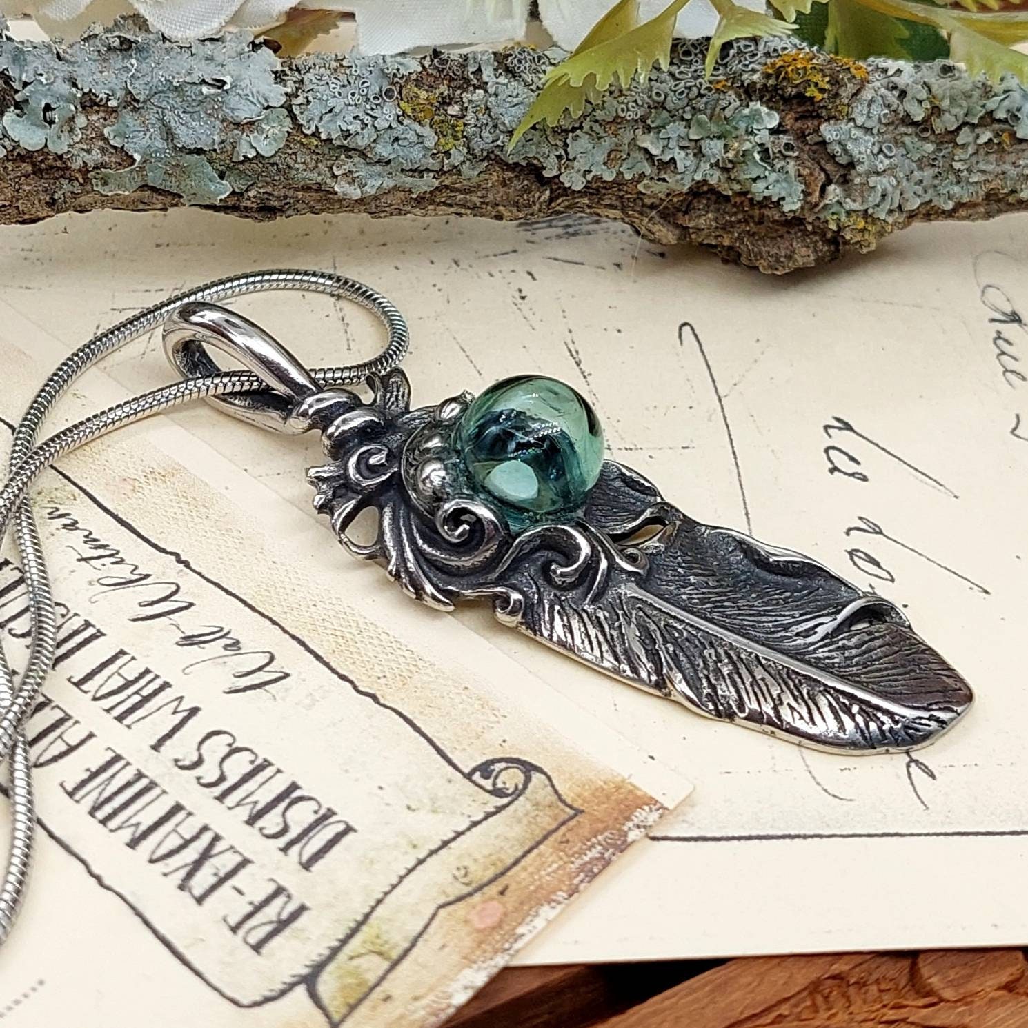 Tribal Feather Urn Pendant Cremation Necklace Ashes Necklace
