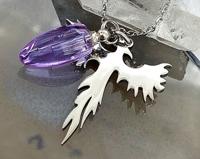 Phoenix Fire Bird Urn Cremation Ash Necklace | Cremation Jewelry Necklace | Urn Jewellery Pendant for Cremains | Memorial Ash Necklace