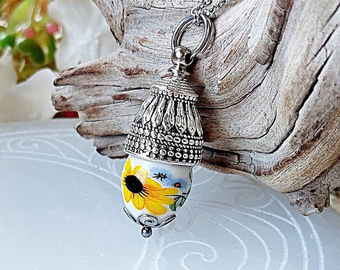 SunFlower Urn Necklace for Cremains | Keepsake Gift | Cremation Jewelry | Mourning Jewelry | Handmade Urn Jewelry | Sympathy Gifts for Mom