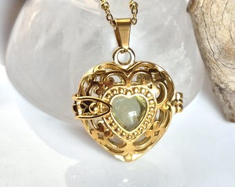 Gold Heart Locket | Ashes Keepsake | Stainless Steel Cremation Jewelry | Memorial Pendant | Urn Necklace