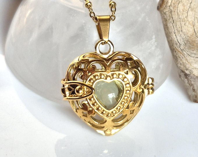 Gold Heart Memorial Locket | Ashes Keepsake | Stainless Steel Cremation Jewelry | Urn Necklace | Sympathy Gifts
