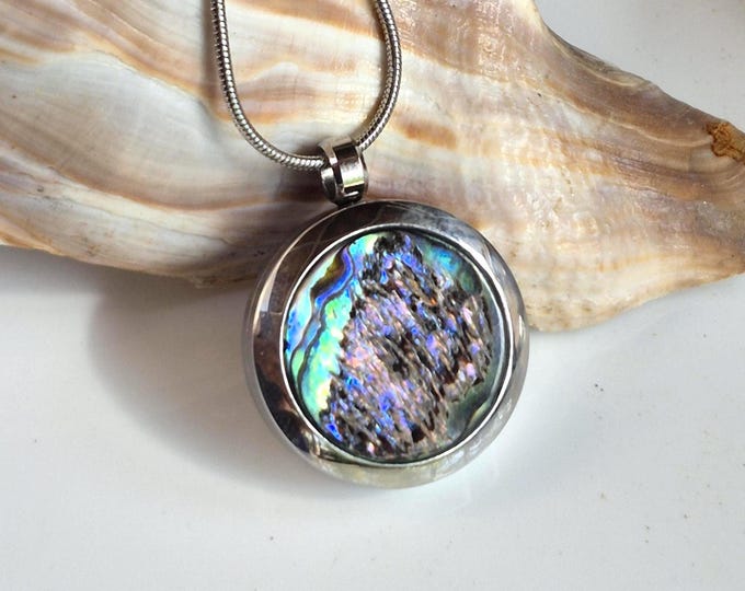 Abalone Shell Jewelry: Cremation Urn Necklace, Keepsake Glass Locket, Memorial Ash Pendant