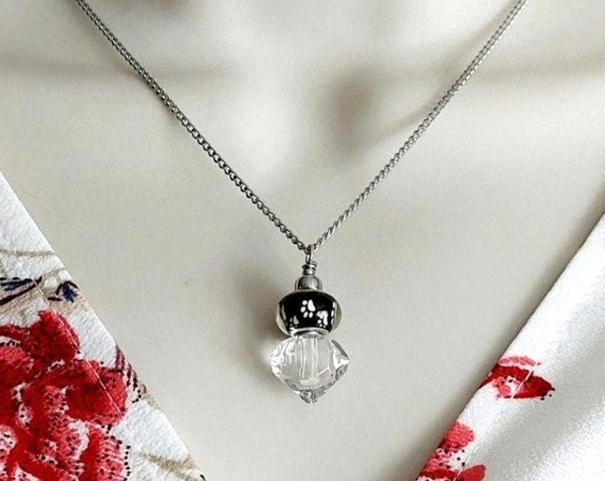 Paw Print Pet Ash Urn Necklace, Cremation Keepsake Jewelry, Cat Urn, Dog Memorial