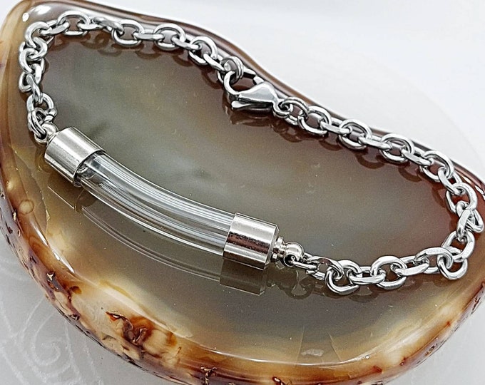 Glass Locket Urn Bracelet for Ashes or Lock of Hair | Keepsake Bracelet | Memorial Ash Jewelry | Fillable Bracelet | Cremation Ash Jewelry