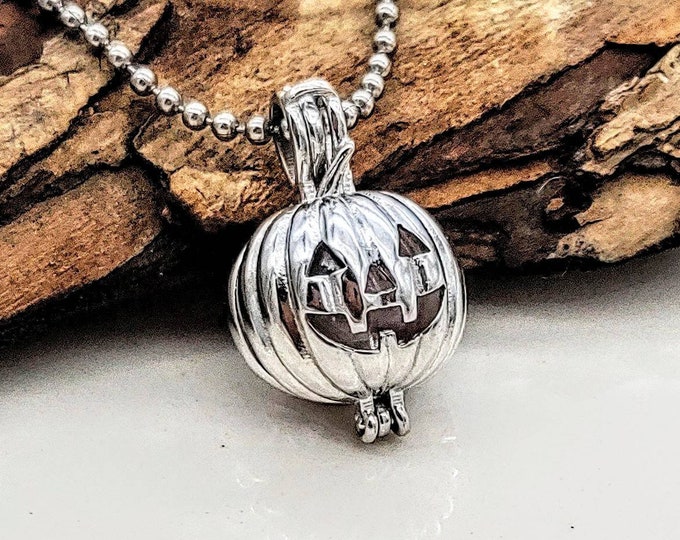 925 Sterling Silver Pumpkin Locket Necklace | Pumpkin Urn Necklace for Ashes | Cremation Jewelry | Urn Jewelry for Ash | Cremation Jewellery