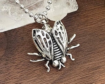 Fly Urn Necklace for Ashes, Cremation Jewelry, Keepsake Ash Pendant, Unique Memorial Gifts