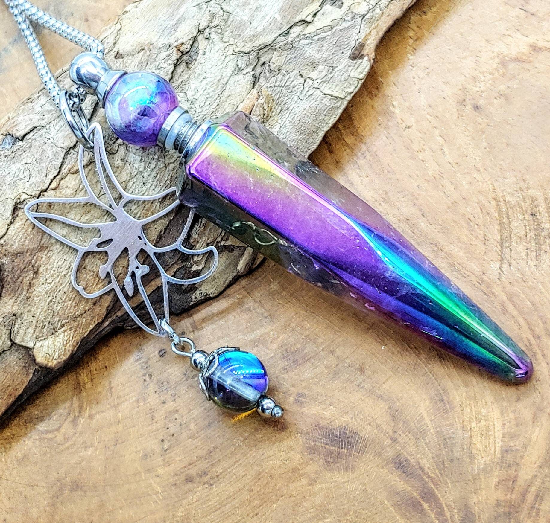 Mystic Aura Amethyst Crystal Urn Pendant Cremation Urn Jewelry