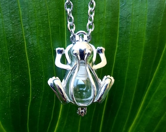 Médaillon grenouille en argent sterling | Collier urne grenouille pour cendres | Pendentif grenouille pour cremains | Bijoux de crémation | Cadeaux commémoratifs pour elle