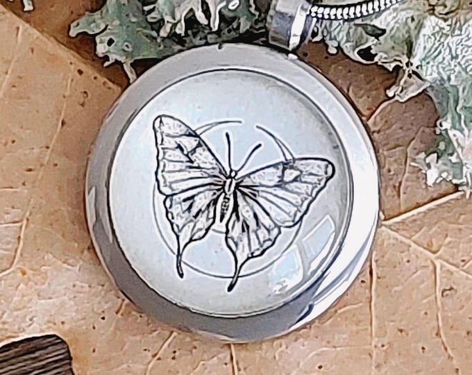 Luna Moth Butterfly Locket | Cremation Necklace, Urn Pendant, Memorial Jewelry, Keepsake Gifts for Her