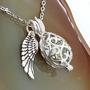 Sterling Silver Openwork Teardrop Locket | Urn Necklace for Ashes | Angel Wing Keepsake | Memorial Cremation Jewelry | Funeral Jewelry Gifts