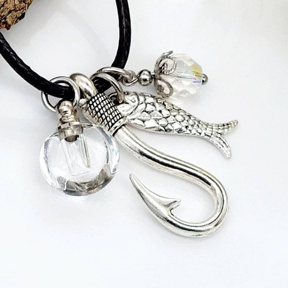 Fish Hook Urn Necklace Fishing Urn Memorial Cremation Jewelry Urn Jewelry  for Ashes Ash Urn Pendant Cremation Necklace -  Canada