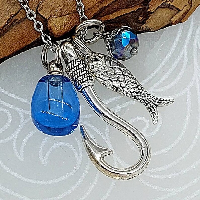 Fish Hook Urn Necklace Fishing Urn Memorial Cremation Etsy
