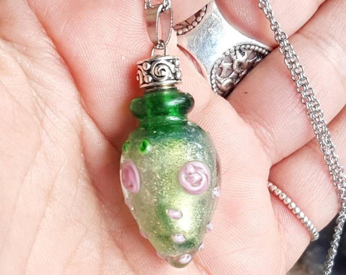 Glass Pendant for Ashes: Rose Bud Urn Necklace | Ashes Keepsake |  Memorial Gifts | Cremation Jewelry for Women | Sympathy Gifts for Her