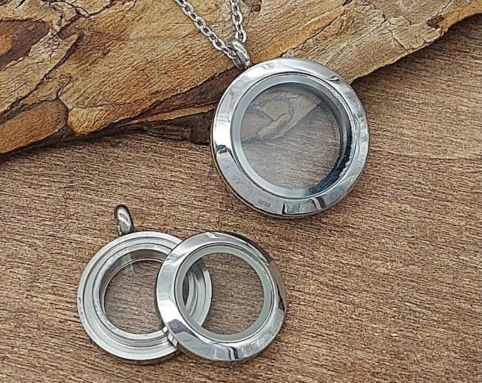 Silver Glass Locket Necklace | Hair Locket | Cremation Jewelry | Memory Keeper | Shaker Locket | Necklace Urn Jewelry Jewellery | Ash Holder