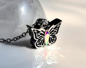 Butterfly Urn Necklace for Two : Double Chamber Cremation Ashes Jewelry | Memorial Pendants | Ashes Keepsake Jewellery