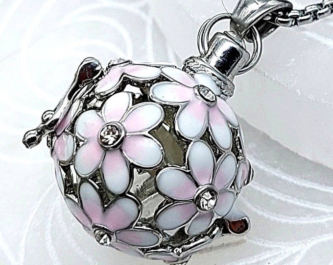 Pink Flower Locket for Cremains or Hair | Cremation Jewelry | Urn Locket | Keepsake Jewellery | Urn Jewelry for Ashes | DIY Memorial Urn