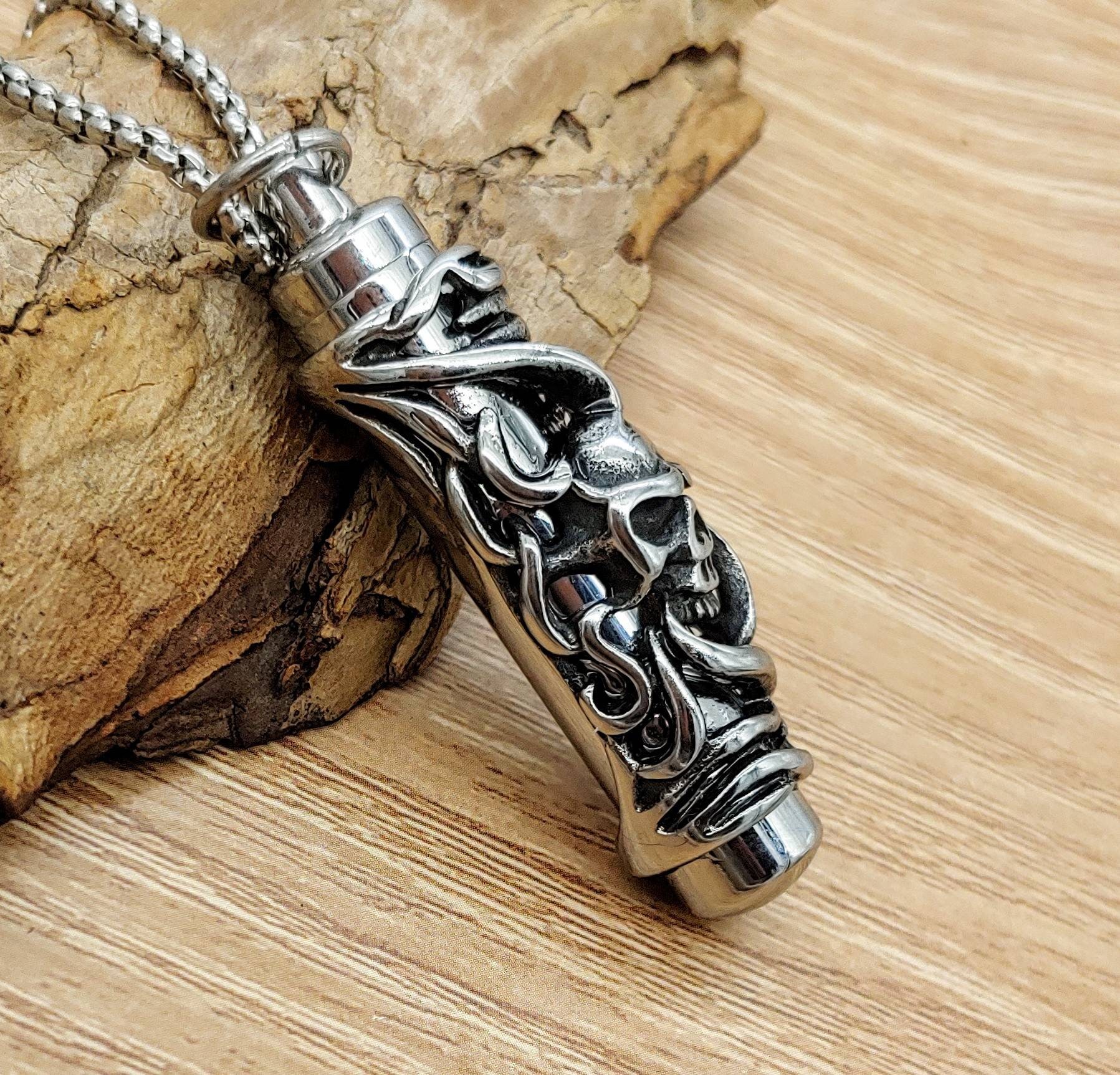 XIUDA Crystal Cremation Urn Necklace For Ashes Keepsake Stainless Steel Memorial