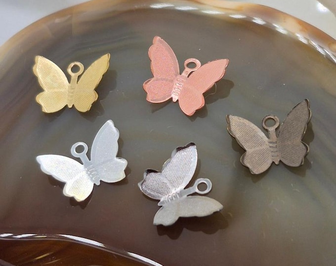 Small Alloy Butterfly Charm: Gold, Silver, Bronze, Black