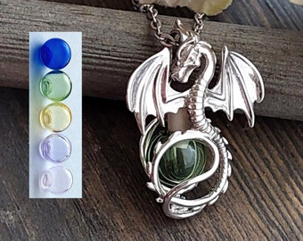 Dragon Keepsake Locket | Urn Necklace for Ashes Jewelry | Sterling Silver Dragon Cremation Jewelry | Unique Memorial Gifts for Loved One
