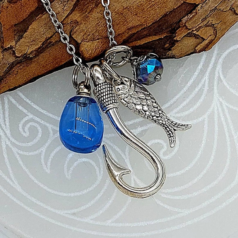Fish Hook Urn Necklace Fishing Urn Memorial Cremation Etsy