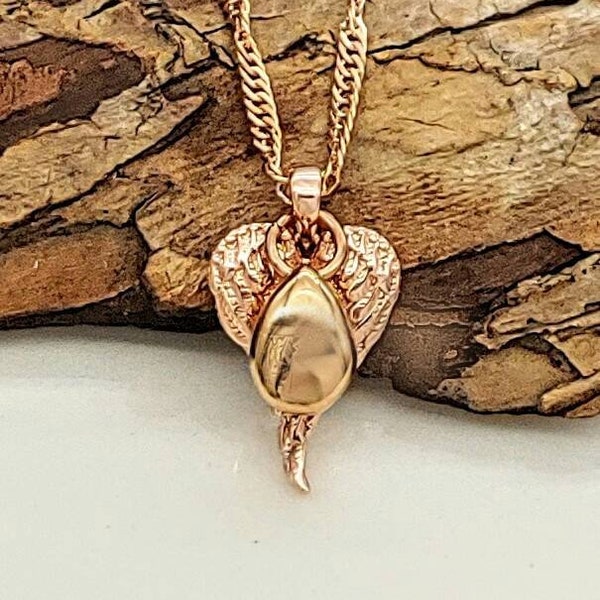 Rose Gold Angel Wings Urn Necklace | Little Teardrop Urn Pendant Gift | Urn Jewelry | Cremation Jewelry Jewellery | Keepsake Ash Holder