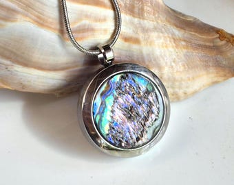 Abalone Shell Jewelry: Cremation Urn Necklace, Keepsake Glass Locket, Memorial Ash Pendant