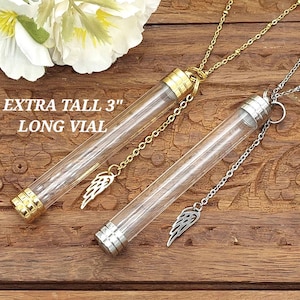 3" Long Memorial Locket, Necklace for Ashes, Locks of Hair, Pet Fur, Cat Whiskers, Cremation Urn Jewelry Keepsakes