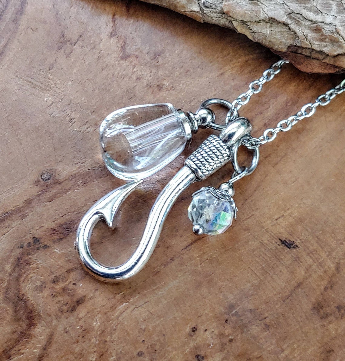Fish Hook Urn Necklace Fishing Urn Memorial Cremation Etsy