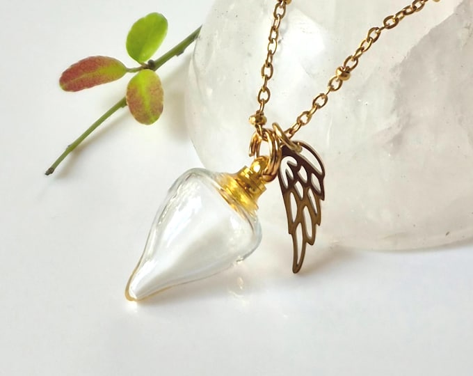 Simple Glass Teardrop Pendant: Urn Necklace for Ashes Strand of Hair, Fur | Glass Orb Jewellery | Cremation Jewelry | Memorial Gifts for Her