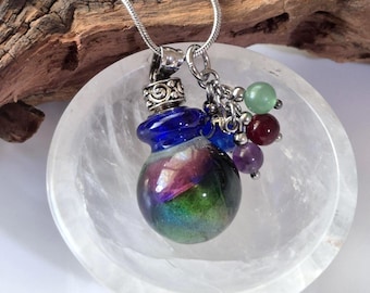 Glass Urn Pendant for Ashes : Memorial Ash Keepsake Necklace, Cremation Jewellery Gifts for Women