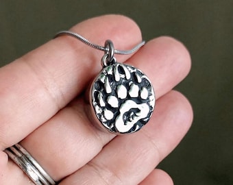 Bear Paw Keepsake Locket: Cremation Jewelry | Urn Necklace | Mama Bear, Papa Bear Memorial Pendant
