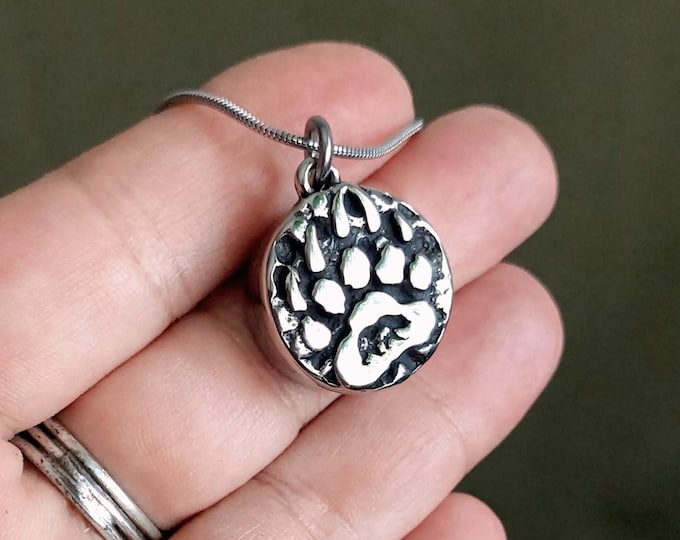 Bear Paw Keepsake Locket: Cremation Jewelry | Urn Necklace | Mama Bear, Papa Bear Memorial Pendant