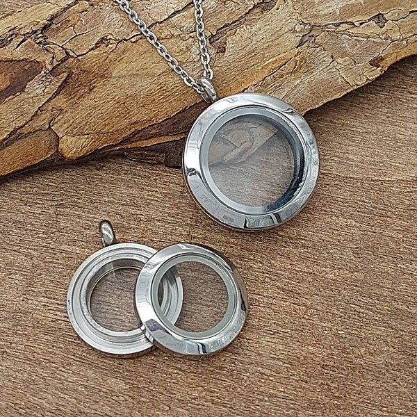 Silver Glass Locket Necklace | Hair Locket | Cremation Jewelry | Memory Keeper | Shaker Locket | Necklace Urn Jewelry Jewellery | Ash Holder