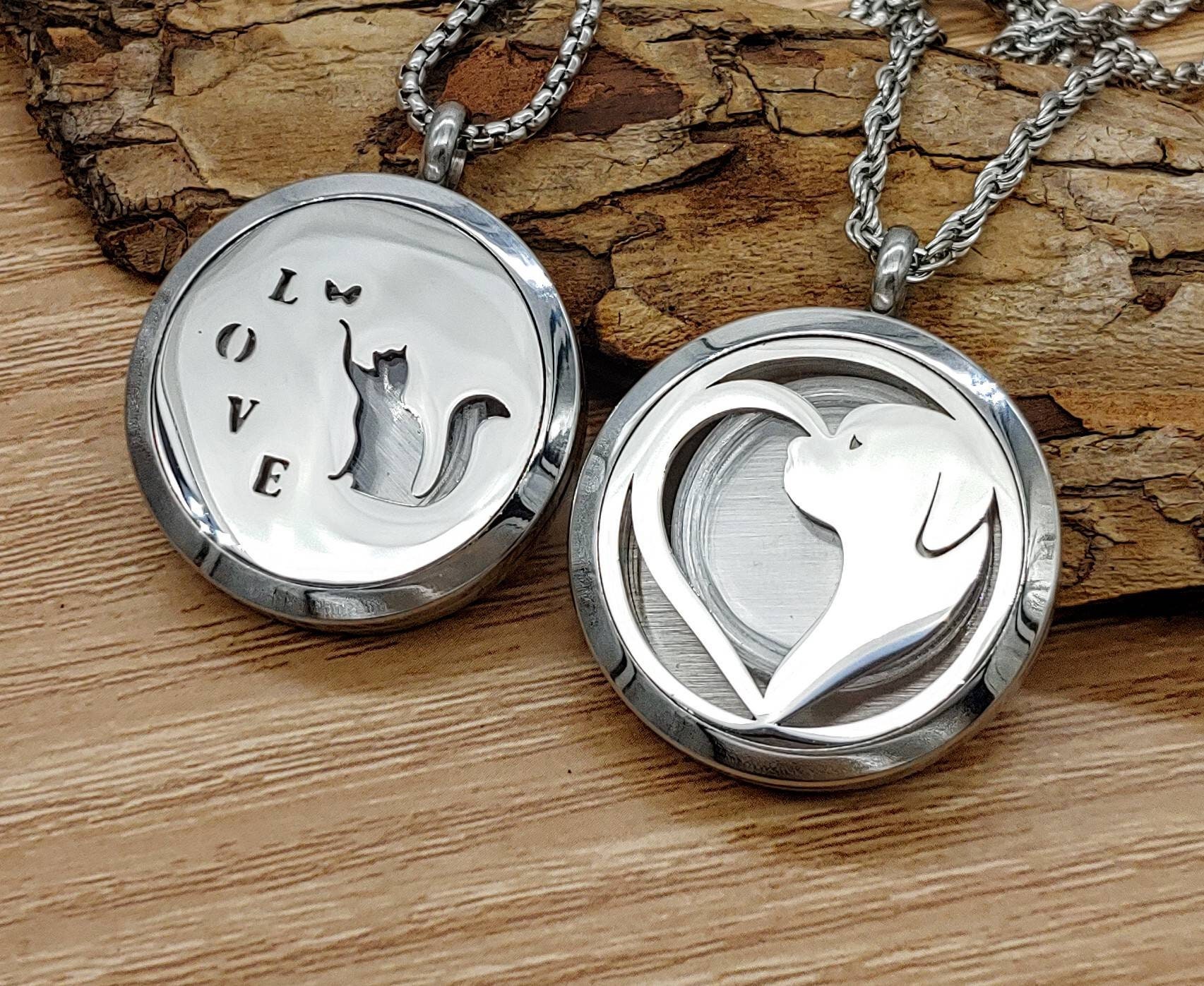 Pet Memorial Jewelry Cat Urn Dog Urn Locket Pet Ashes Necklace Pet