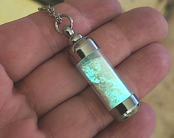 Glow in the Dark Memorial Pendant | Cremation Ashes Jewelry | Urn Necklace for Ashes | Keepsake Jewellery Gifts