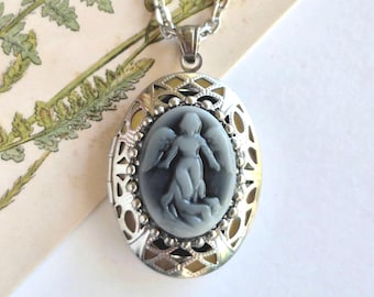 Guardian Angel Urn Locket: Stainless Steel Cremation Jewelry, Memorial Necklace for One or Two Keepsakes
