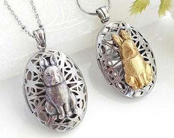 Bunny Rabbit Keepsake Locket : Urn Necklace, Memorial Cremation Jewelry for Ashes, Gifts for Her