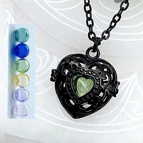 Black Heart Locket Urn Necklace 