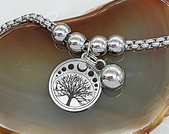 Moon Phases Tree of Life Urn Bracelet for Ashes | Memorial Ash Holder | Cremation Bracelet | Cremation Jewelry | Urn Jewelry for Ashes